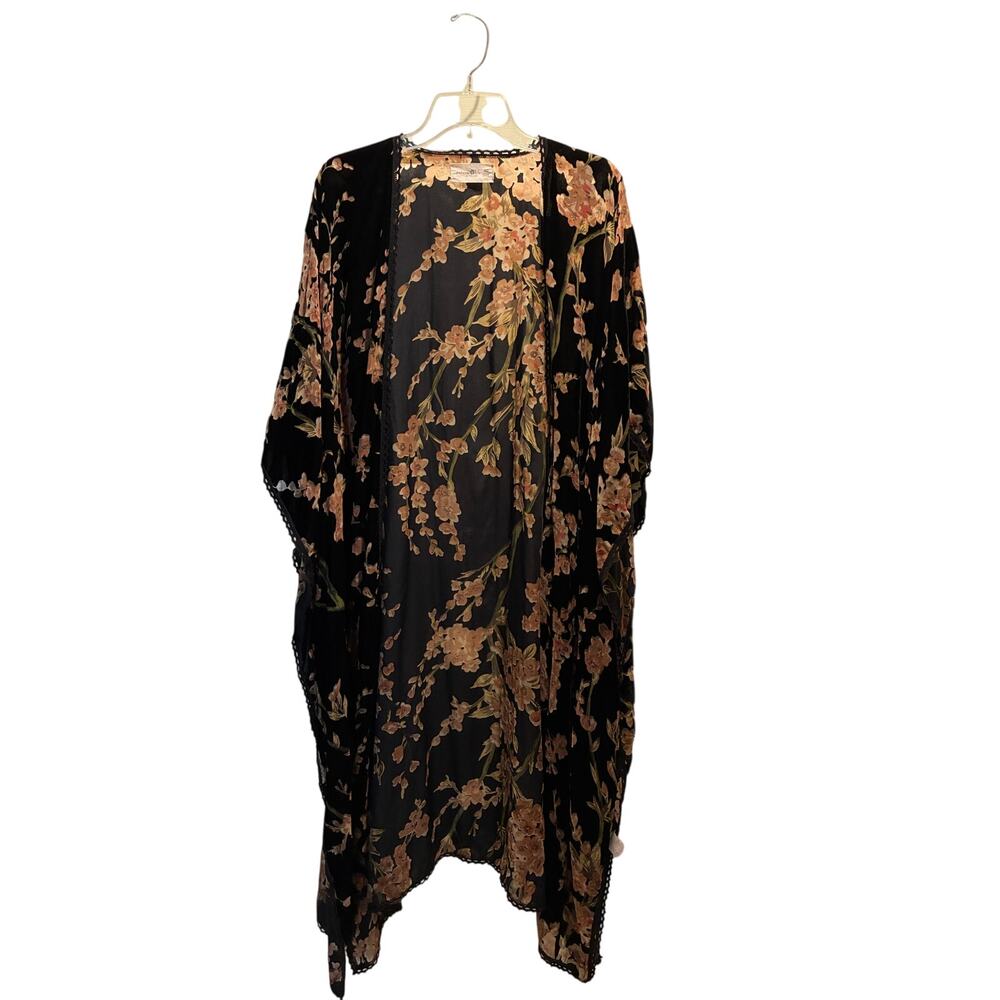 Natural Life Velvet Burnout Floral Kimono Duster - Picture 2 of 5